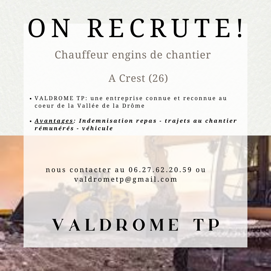 Nous recrutons un conducteur d'engins de chantier