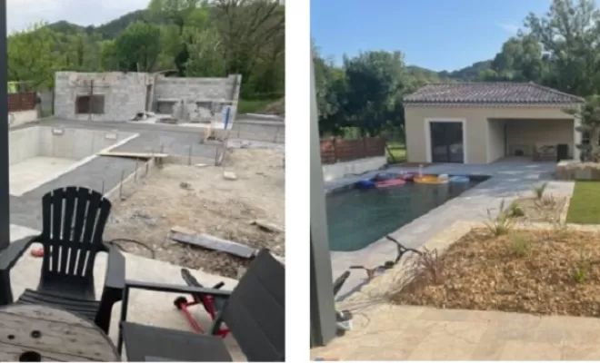 Création d'une piscine, terrasse et pool house (Aouste Sur Sye)
