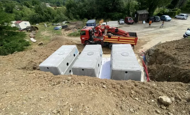 Installation de cuve pour réserve d'eau potable à Eurre (26), Crest, Val Drôme T.P